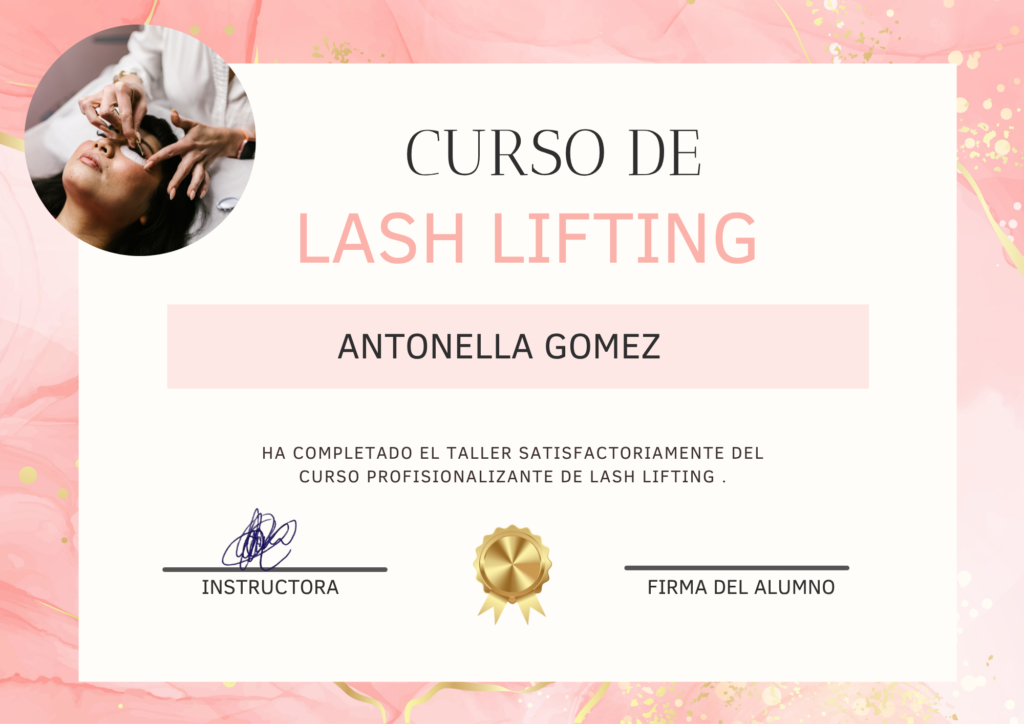 _Certificado Documento a4 Curso de maquillaje elegante rosa y dorado